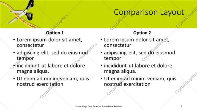 Comparison presentation slide layout