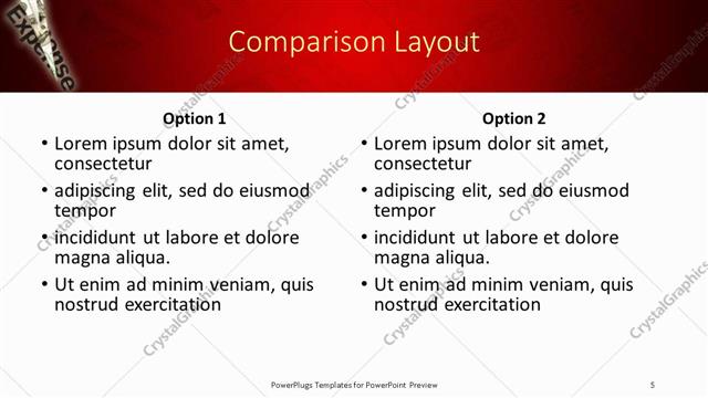 Comparison presentation slide layout