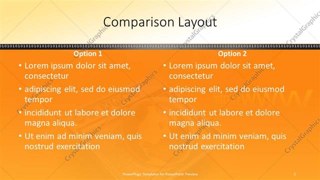Comparison presentation slide layout