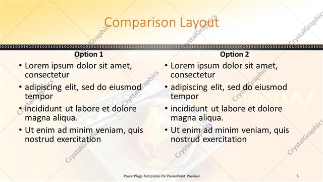 Comparison presentation slide layout