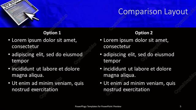 Comparison presentation slide layout