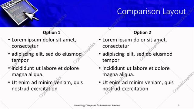 Comparison presentation slide layout