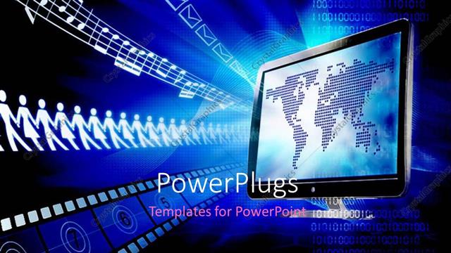  Presentation with sharing - A screen with the map of the world and bluish background