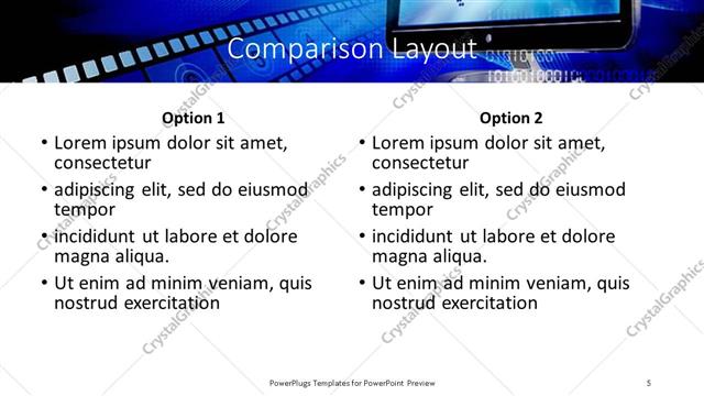 Comparison presentation slide layout