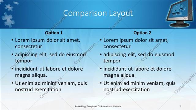 Comparison presentation slide layout