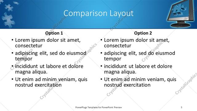 Comparison presentation slide layout