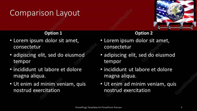 Comparison presentation slide layout