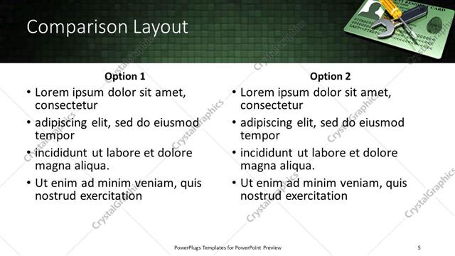 Comparison presentation slide layout
