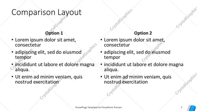 Comparison presentation slide layout