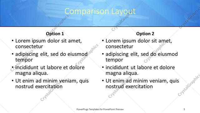 Comparison presentation slide layout