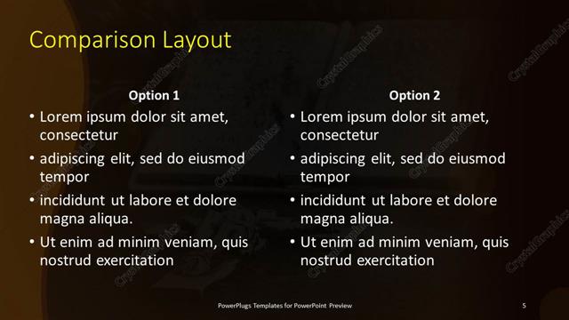 Comparison presentation slide layout