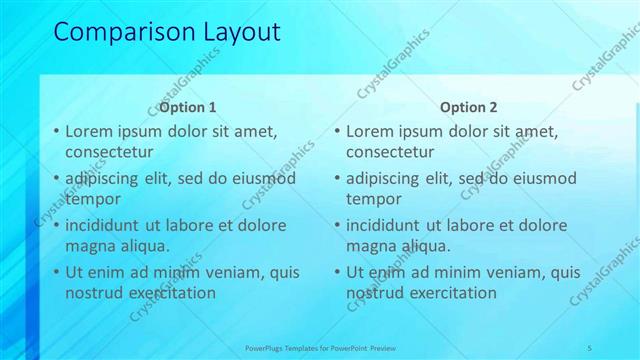 Comparison presentation slide layout