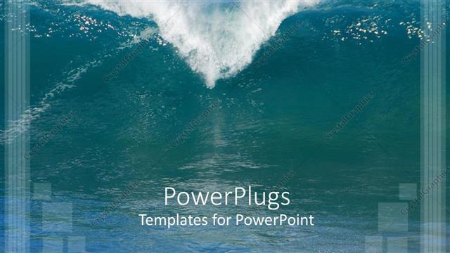  Presentation with water wave - Sea water with large wave and huge sprays of water forming the top of a heart shape