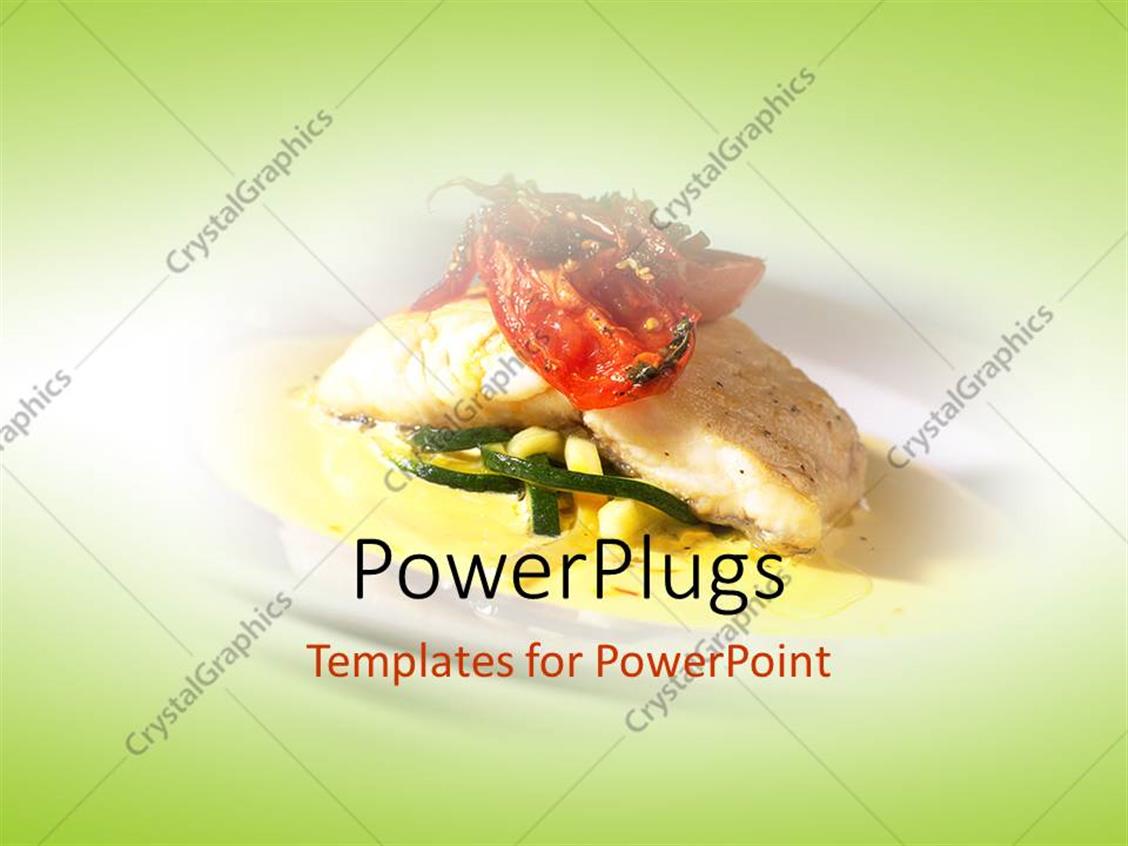 PowerPoint Template Seafood main course dinner in restaurant with