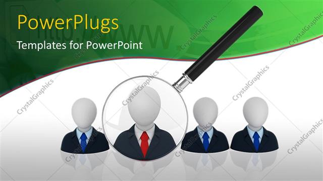  Presentation with hovering - Search glass hovering on human icon over white background