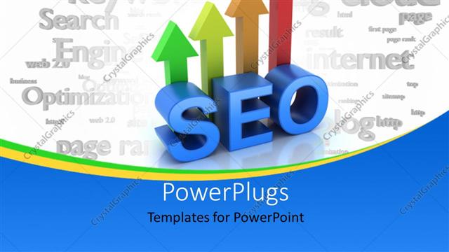  Presentation with engine - Search Engine Optimization with 3D arrows rising and search keywords