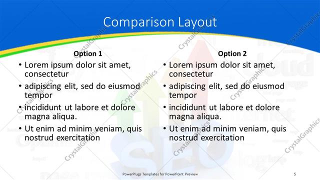 Comparison presentation slide layout