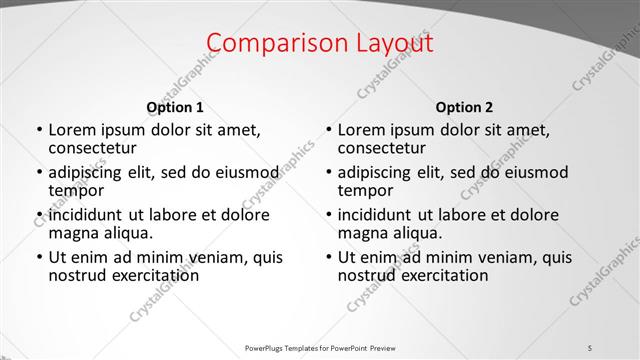 Comparison presentation slide layout
