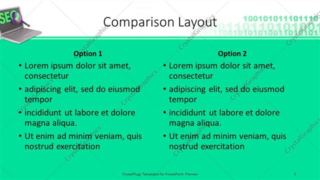 Comparison presentation slide layout