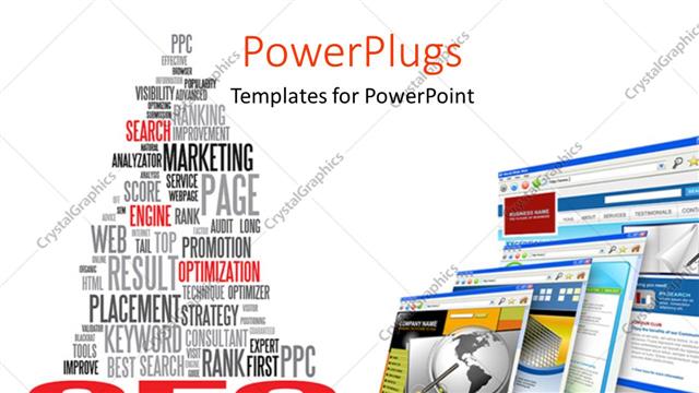  Presentation with search engine - Search Engine Optimization texts with computer monitor screens