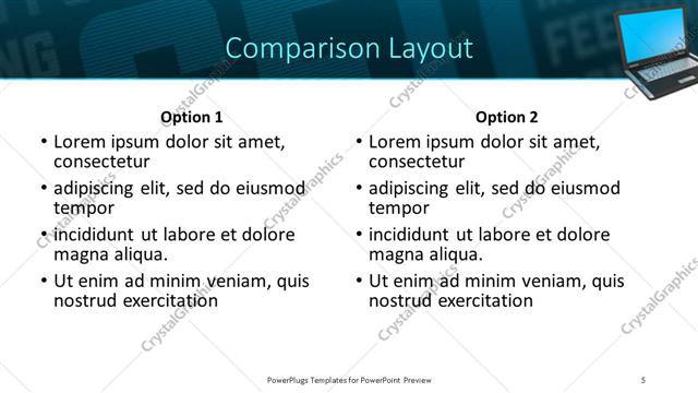 Comparison presentation slide layout