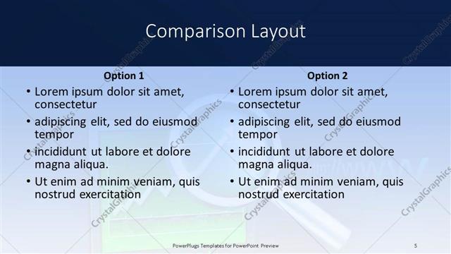 Comparison presentation slide layout