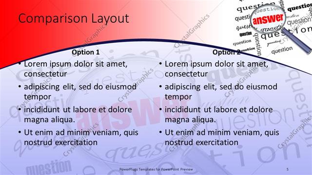 Comparison presentation slide layout
