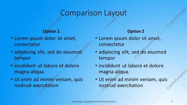 Comparison presentation slide layout