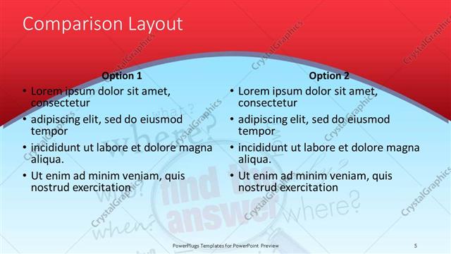 Comparison presentation slide layout