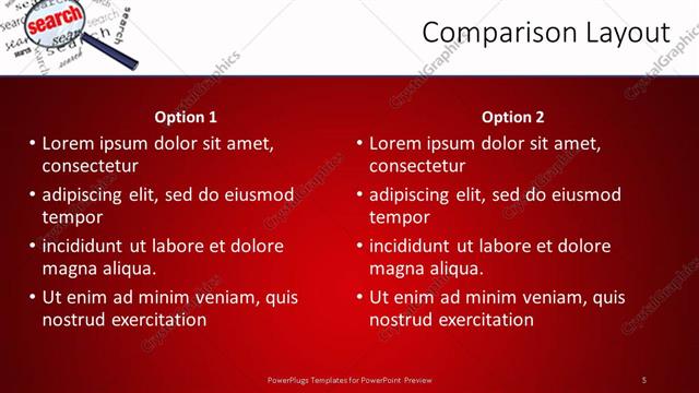 Comparison presentation slide layout