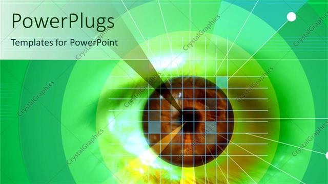  Presentation with retina - Security system recognition scan of retina in green background
