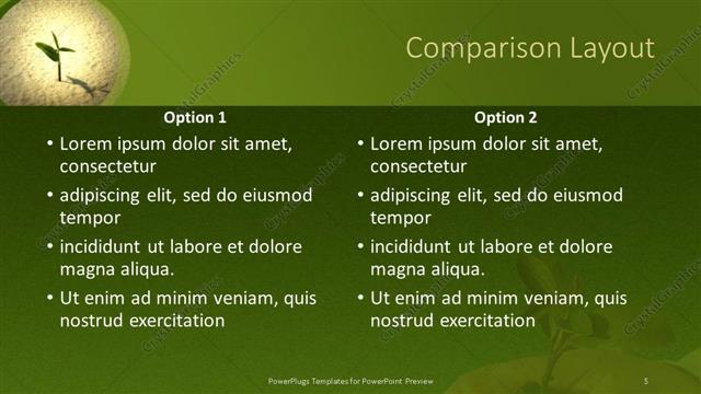 Comparison presentation slide layout