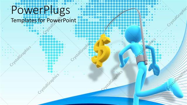  Presentation with self motivation - Self motivation metaphor with man wearing harness with gold dollar sign running