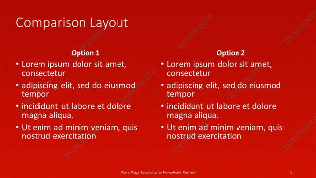 Comparison presentation slide layout