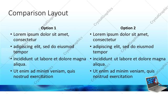 Comparison presentation slide layout