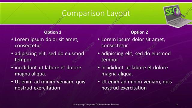 Comparison presentation slide layout