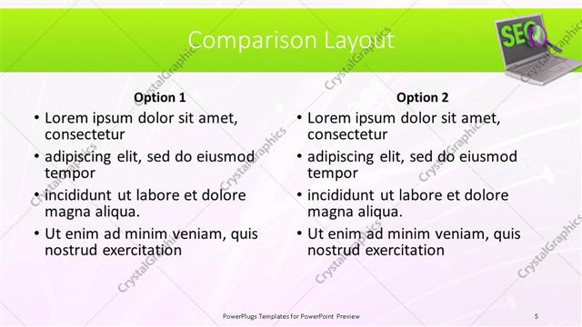 Comparison presentation slide layout