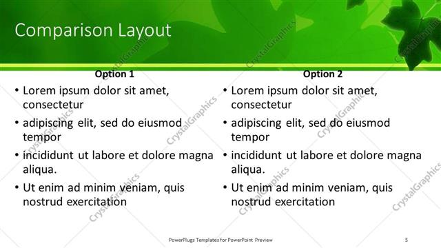 Comparison presentation slide layout