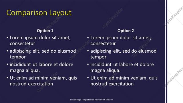 Comparison presentation slide layout