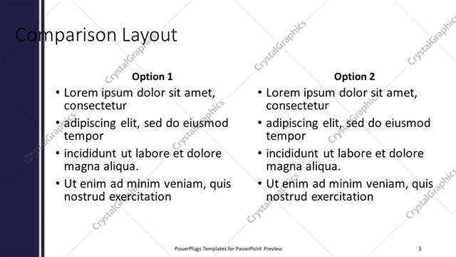 Comparison presentation slide layout