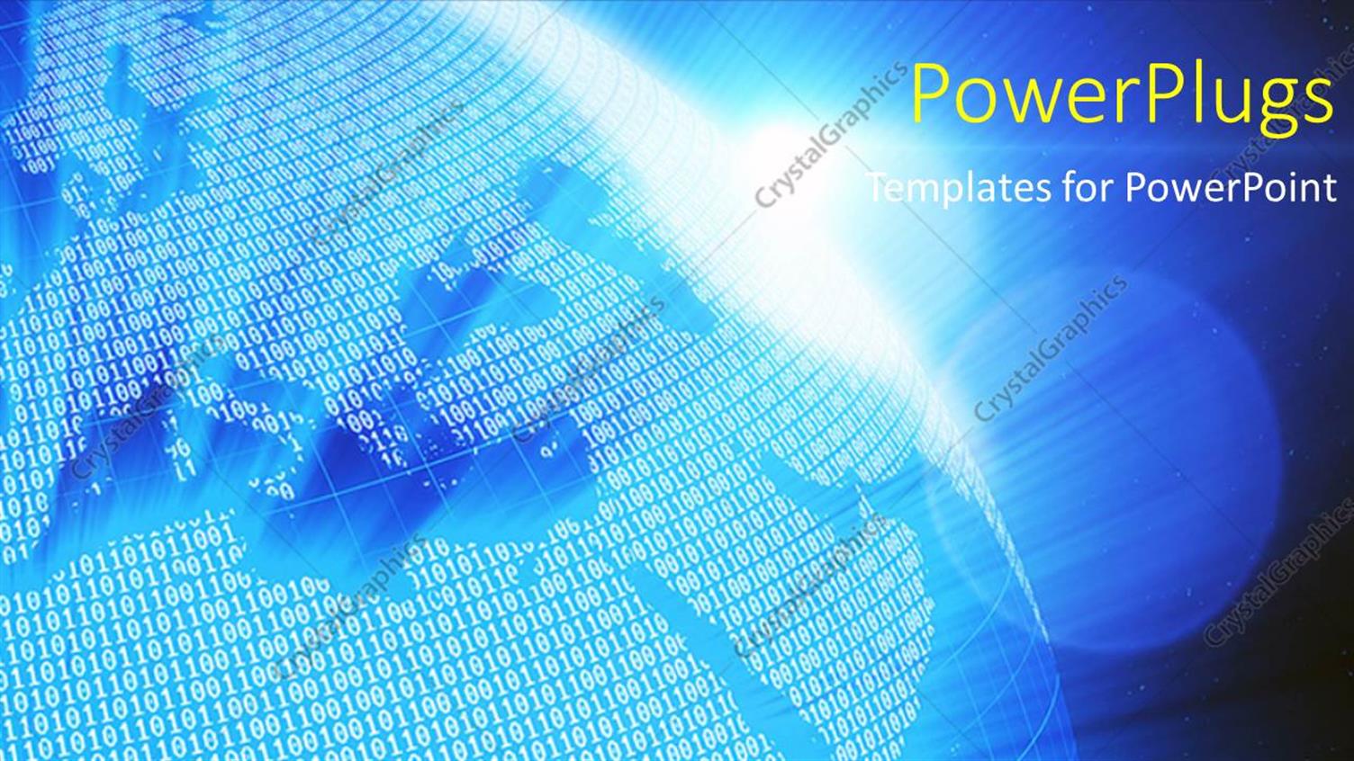 Featuring Series of Binary Digits on Earth Globe and World Map