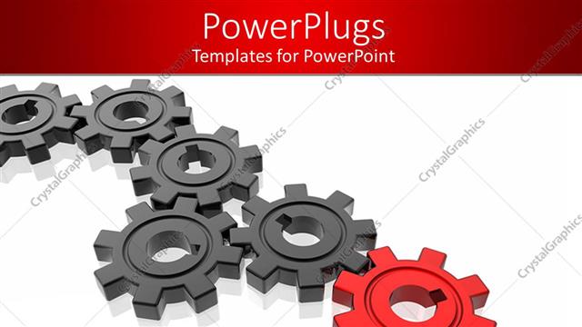  Presentation with gear - Series of black gears terminating with red gear