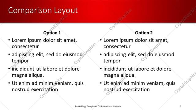 Comparison presentation slide layout
