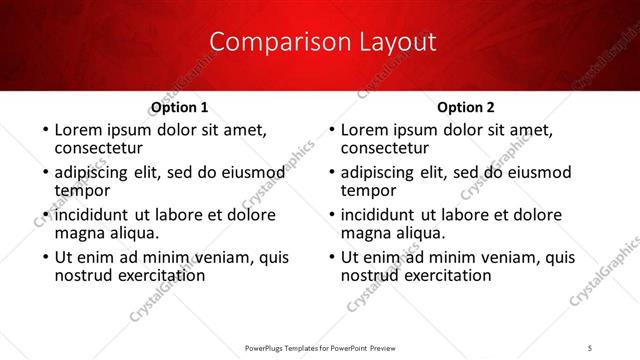 Comparison presentation slide layout