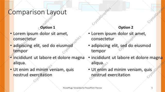 Comparison presentation slide layout