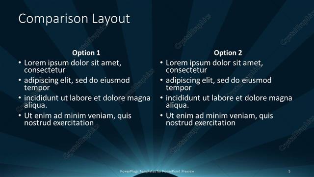 Comparison presentation slide layout