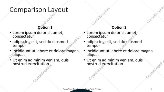 Comparison presentation slide layout