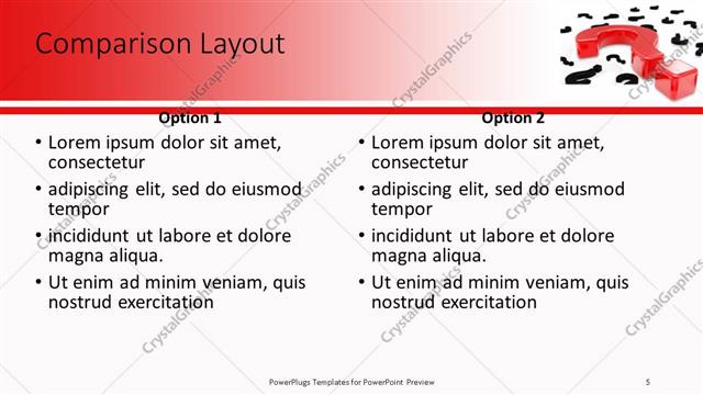 Comparison presentation slide layout