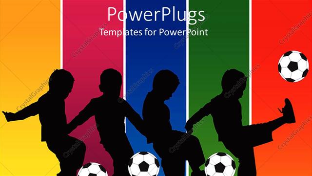  Presentation with soccer - Series of silhouettes showing a boy kicking a soccer ball