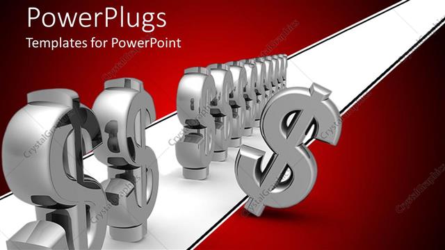  Presentation with crowd - Series of silver dollar signs with one standing out from crowd